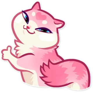 👍 kucing, merah muda, imut, hewan, kartun, hati whatsapp sticker