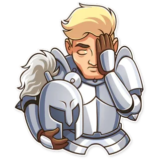 🤦 cavaleiro, armadura, triste, facepalm, medieval telegram sticker