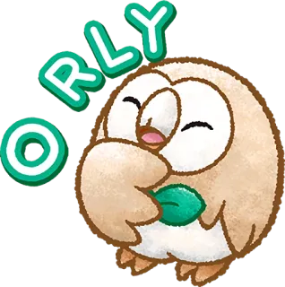 😂 Rowlet ORLY Pokemon, owl, cute, animal, Rowlet telegram sticker