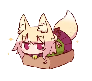 🦊 Anime, Fille Renard, Mignon, Boîte, Animal, Kawaii telegram sticker