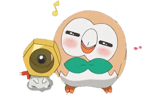 🥰 Rowlet pokemon, cute, happy, cartoon, owl telegram sticker