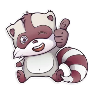 👍 procione, cartone animato, carino, animale, adesivo, pollice in su, occhiolino telegram sticker