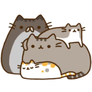 👨 Pusheen 猫, かわいい, 漫画, 家族, Pusheen telegram sticker