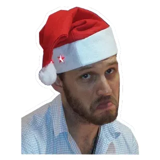 ☹️ uomo, cappello da babbo natale, natale, ritratto, festivo, vacanze telegram sticker