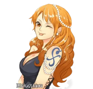 😝 Nami One Piece อนิเมะ, วันพีซ, นามิ, การ์ตูน, ตัวละคร telegram sticker