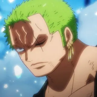 🧩 Zoro One Piece Anime, Spadaccino, Capelli verdi, Pirata, Roronoa telegram sticker