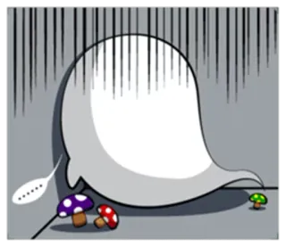 👤 ...... spook, paddenstoel, cartoon, spraakballon, verdrietig, strip telegram sticker