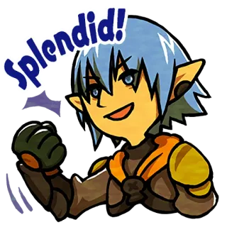 💪 Splendid! 素晴らしい, 興奮, 漫画, キャラクター, 青髪, 幸せ telegram sticker