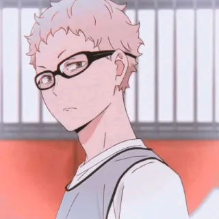 🍤 Kei Tsukishima Haikyuu!! Anime, Kei Tsukishima, Haikyuu, Karakter, Kacamata, Bola voli telegram sticker