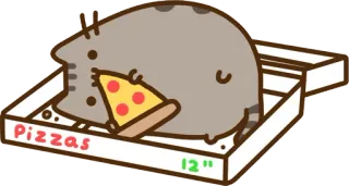 🍕 Pizzas 12" Katze, Pizza, Essen, Cartoon telegram sticker