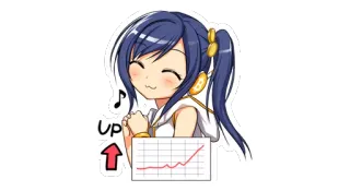 ☺️ UP Anime, Chica, Feliz, Gráfico, Arriba, Éxito, Alegría telegram sticker