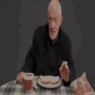 🥪 Mike Ehrmantraut Breaking Bad Mike Ehrmantraut, Breaking Bad, Better Call Saul, Sandwich, Charakter, Essen, Meme whatsapp sticker