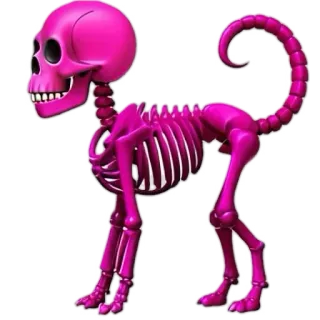 🐈 bộ xương, động vật, chó, thú cưng, màu hồng, đầu lâu, xương whatsapp sticker