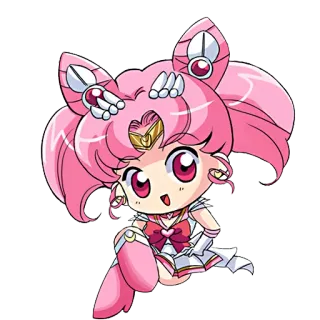 👼 Chibi Moon Sailor Moon ちび, 可愛い, ピンク, アニメ, 漫画, セーラームーン, ちびムーン telegram sticker