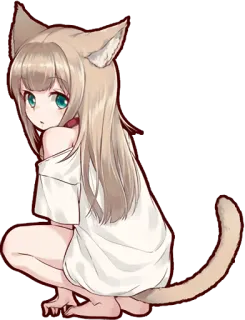 😕 สาวแมว, อนิเมะ, มังงะ, เคโมะมิมิ, หูแมว, ผู้หญิง telegram sticker