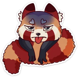 😝 레서판다, 동물, 귀여운, 혀, 하트눈, 지친 telegram sticker