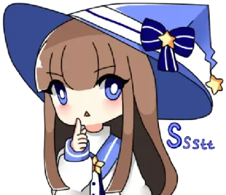 🤫 Sssstt bruxa, anime, shhh, silêncio, quieto, kawaii, magia telegram sticker
