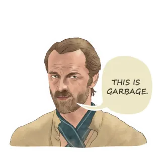 💩 THIS IS GARBAGE. spazzatura, uomo, ritratto, fumetto, divertente, insulto, opinione whatsapp sticker