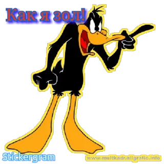 😡 Daffy Duck Как я зол! Cartoon, Ente, Wütend, Looney Tunes, Daffy Duck telegram sticker