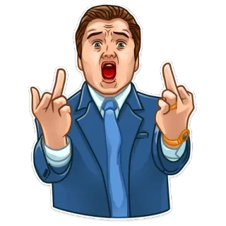 🖕 doigt d'honneur, offensant, homme d'affaires, impoli telegram sticker
