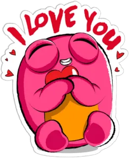 ❤️ I LOVE YOU 사랑, 만화, 귀여운, 하트, 사랑해, 핑크, 캐릭터, 카와이 telegram sticker