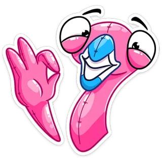 👌 cartoon, ok, pink, character, eyes whatsapp sticker