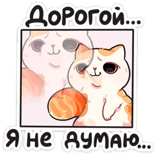 ❤️ Дорогой... Я не думаю... kat, schattig, meme, russisch, huisdier, dier, denkend whatsapp sticker