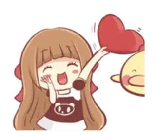 ❤ Cartoon, Mädchen, Herz, Süß, Sticker, Animiert telegram sticker