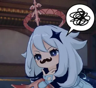 🤔 Paimon Genshin Impact อนิเมะ, การ์ตูน, ตัวละคร, สับสน, หนวด telegram sticker