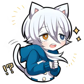 🤩 !?  อนิเมะ, แมว, คาวาอิ, น่ารัก, เครื่องหมายคำถาม, เครื่องหมายอัศเจรีย์ telegram sticker