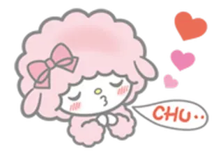 😘 CHU fofo, kawaii, personagem, corações, beijo, sanrio telegram sticker