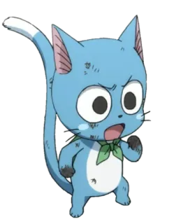 😾 Happy Fairy Tail Katze, blau, Anime, Fairy Tail, Happy telegram sticker