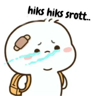 😭 hiks hiks srott.. crying, sad, cartoon, sticker, bandaid, tears, cute telegram sticker