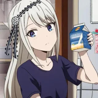 ❔ MILK TEA Anime, Meisje, Melkthee, Drank, Drinken whatsapp sticker