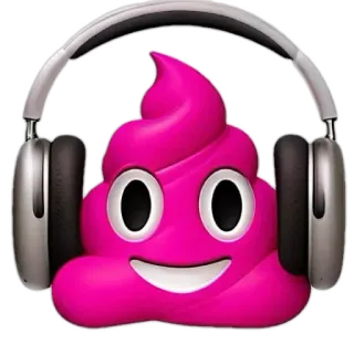 💩 Emoji, Cục cứt, Tai nghe, Âm nhạc, Màu hồng, Phim hoạt hình whatsapp sticker