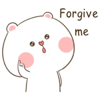 😔 Forgive me vergeven, excuses, sorry, schattig, beer, cartoon, uitdrukking, middelvinger telegram sticker