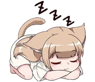 🖤 nyasticks gato, durmiendo, lindo, dormilón, estilo anime telegram sticker