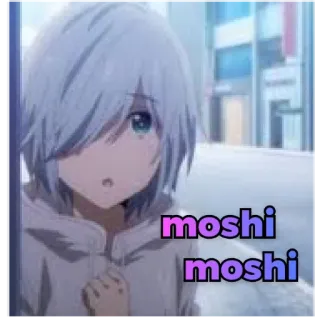 🥺 moshi moshi anime, girl, cute, moshi moshi, hello telegram sticker