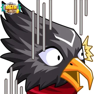 😦 META S-PETS Vogel, Cartoon, wütend, geschockt, Meta, Haustiere, Figur telegram sticker
