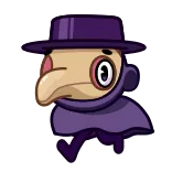 🏃‍♀️ médico de la peste, pájaro, máscara, sombrero, mono, dibujos animados, personaje whatsapp sticker