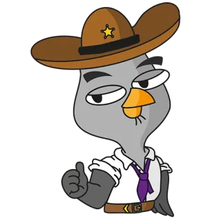 👍 cartoon, bird, sheriff, hat, thumbs up telegram sticker
