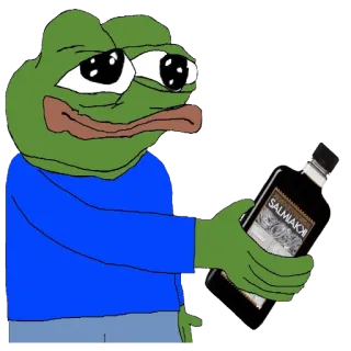 🥴 SALMIAKKI pepe, frog, drink, salmiakki telegram sticker