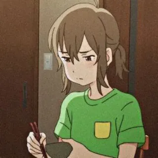 🎭 Anime, Menina, Comendo, Hashis, Comida telegram sticker