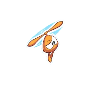 😵 Kreskówka, Helikopter, Latanie, Postać, Pomarańczowy telegram sticker