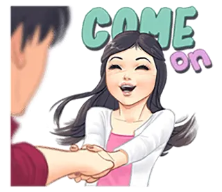 😃 COME on saludo, gente, amigos, vamos telegram sticker