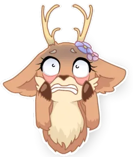 😱 Hirsch, Cartoon, Tier, traurig, weinend, Blume telegram sticker