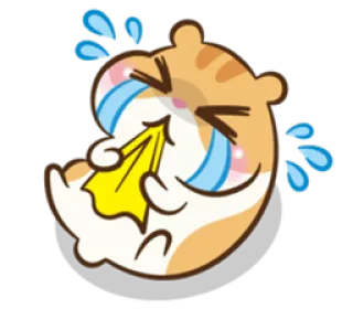 😭 哭泣, 难过, 表情符号, 流泪, 卡通, 可爱, 动物, 仓鼠 telegram sticker
