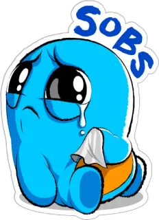😢 SOBS 울음, 슬픔, 눈물, 흐느낌, 감정적, 만화 telegram sticker