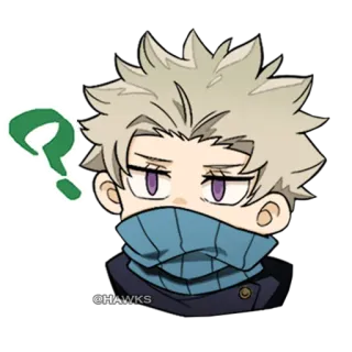 ❓ @HAWKS Anime, Sticker, Frage, Chibi, Illustration telegram sticker