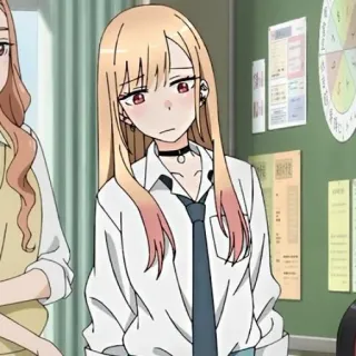 🥟 Marin Kitagawa My Dress-Up Darling anime, schoolgirl, cute, kawaii, choker telegram sticker